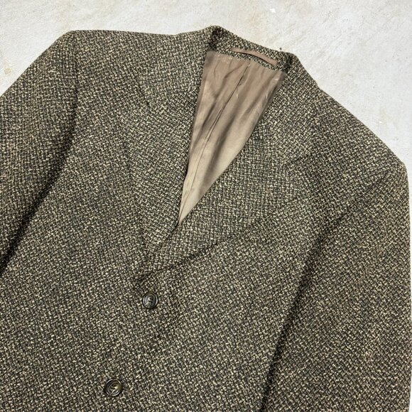 Vintage Hugo Boss Tweed Blazer "Poseidon" Wool Sport Coat Brown 40S - Picture 3 of 11